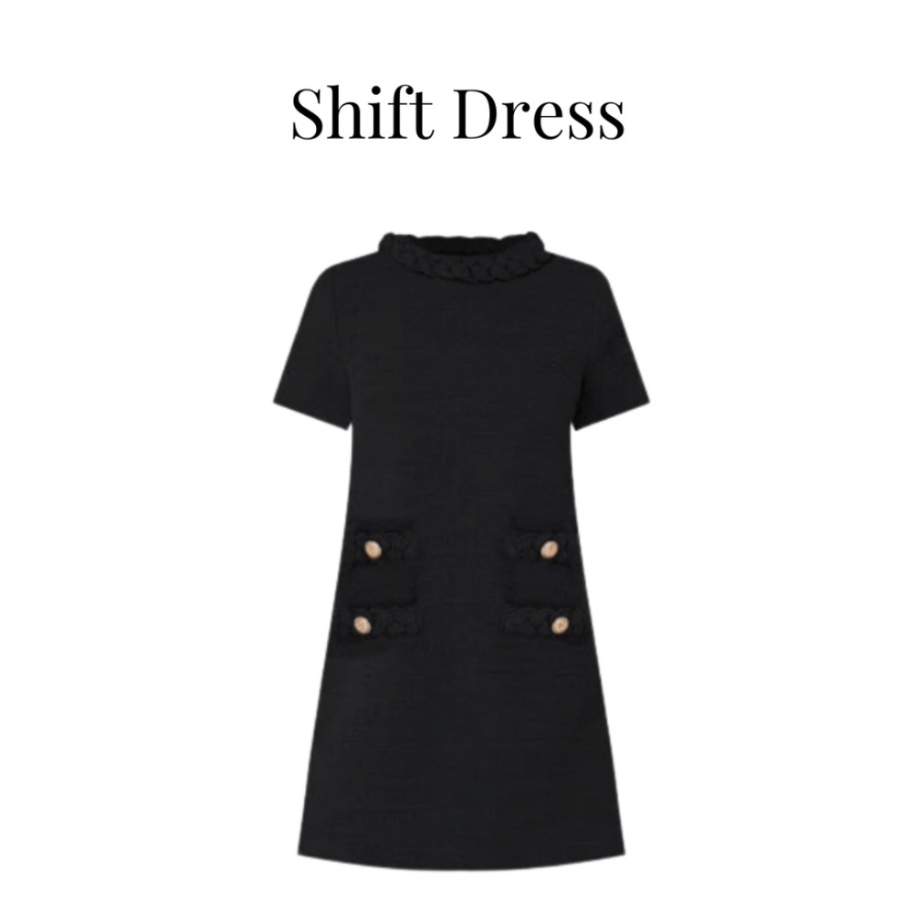 Tuckernuck Jackie Black Tweed Shift Dress - XL